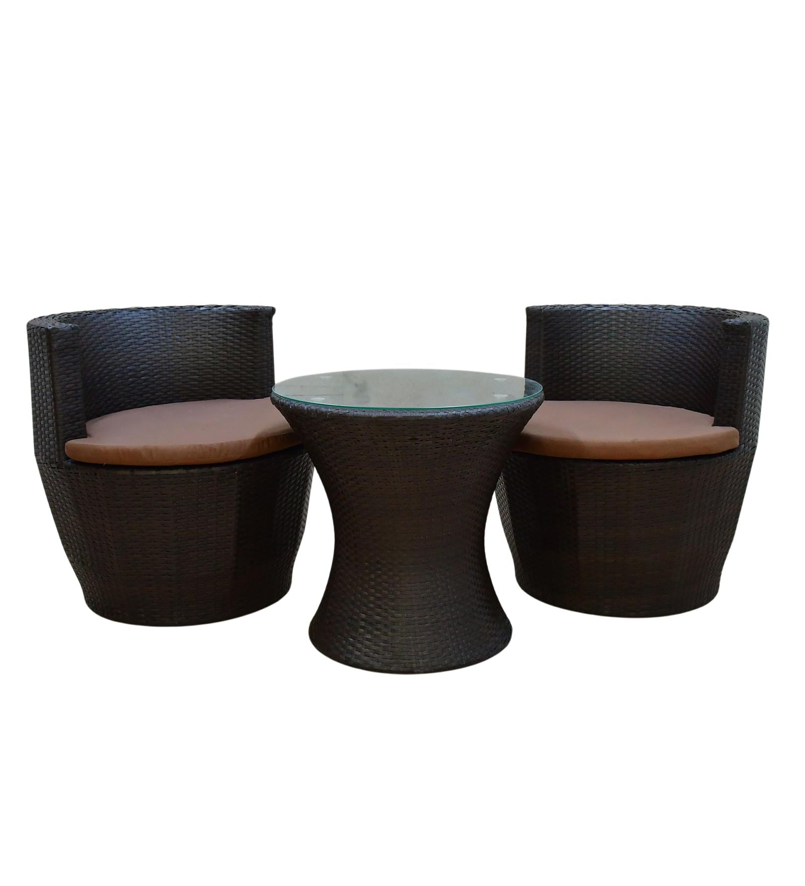 Burnie Wicker Table And Chair Set In Brown Dual Tone Finish