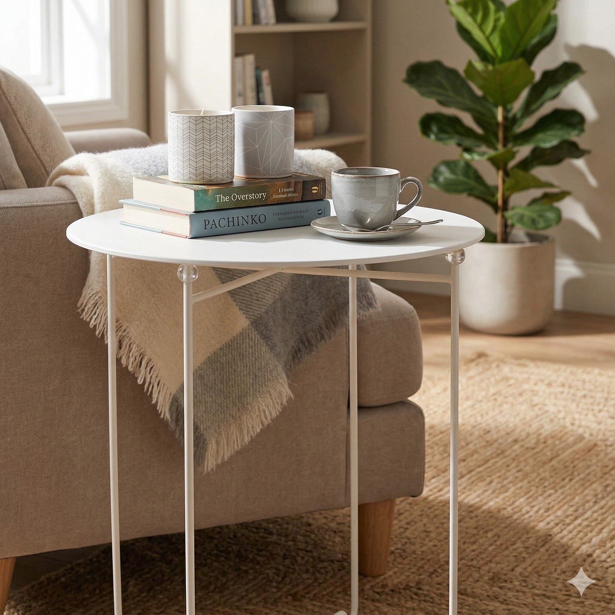 Scandinavian Xever Steel Side Table in White Colour - Nestnordic