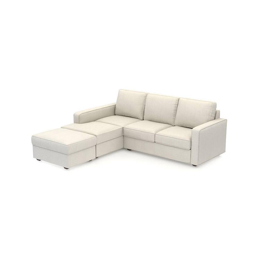 Apollo Fabric Sectional Sofa (Colour : Pearl, Cushion : Hard, Back Type : Regular, Seating Capacity : Left Aligned 2 Seater + Left Aligned Chaise)