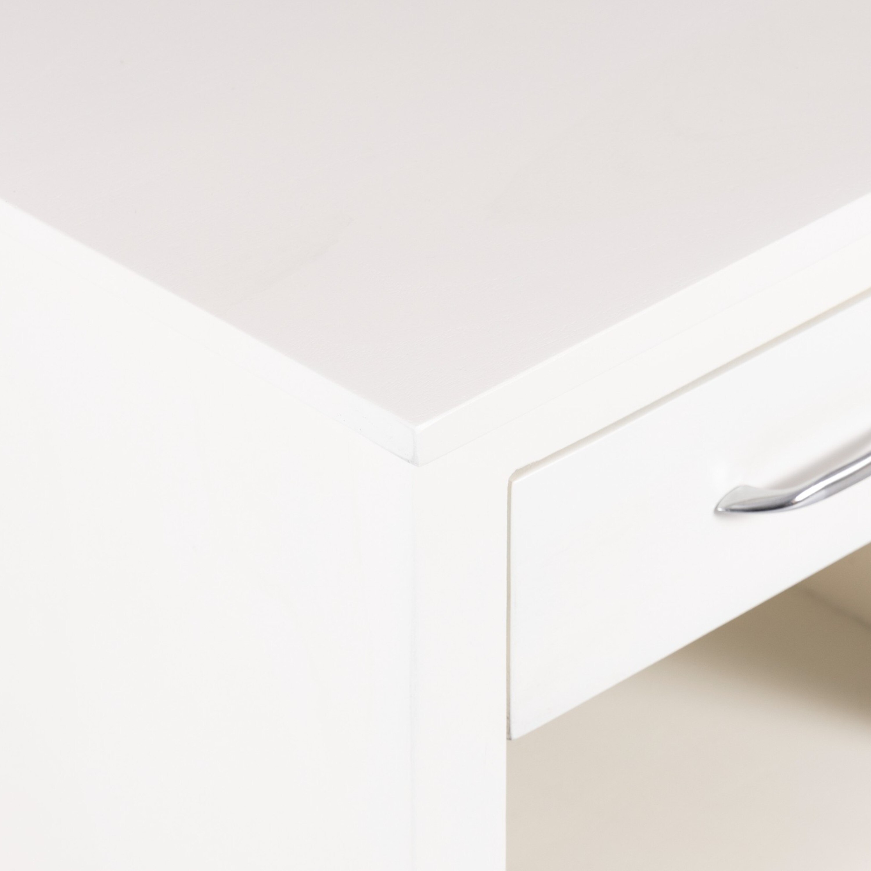 Luxnest Sheesham Wood Accent Bedside Table End Table In White Pu Enamel