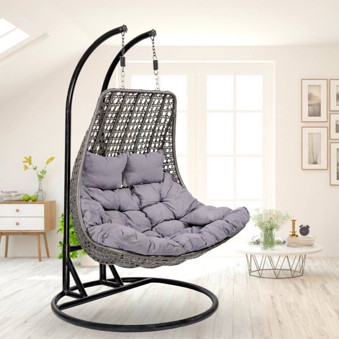 Premium Double Seater Spoon Swing 6 Star Grey
