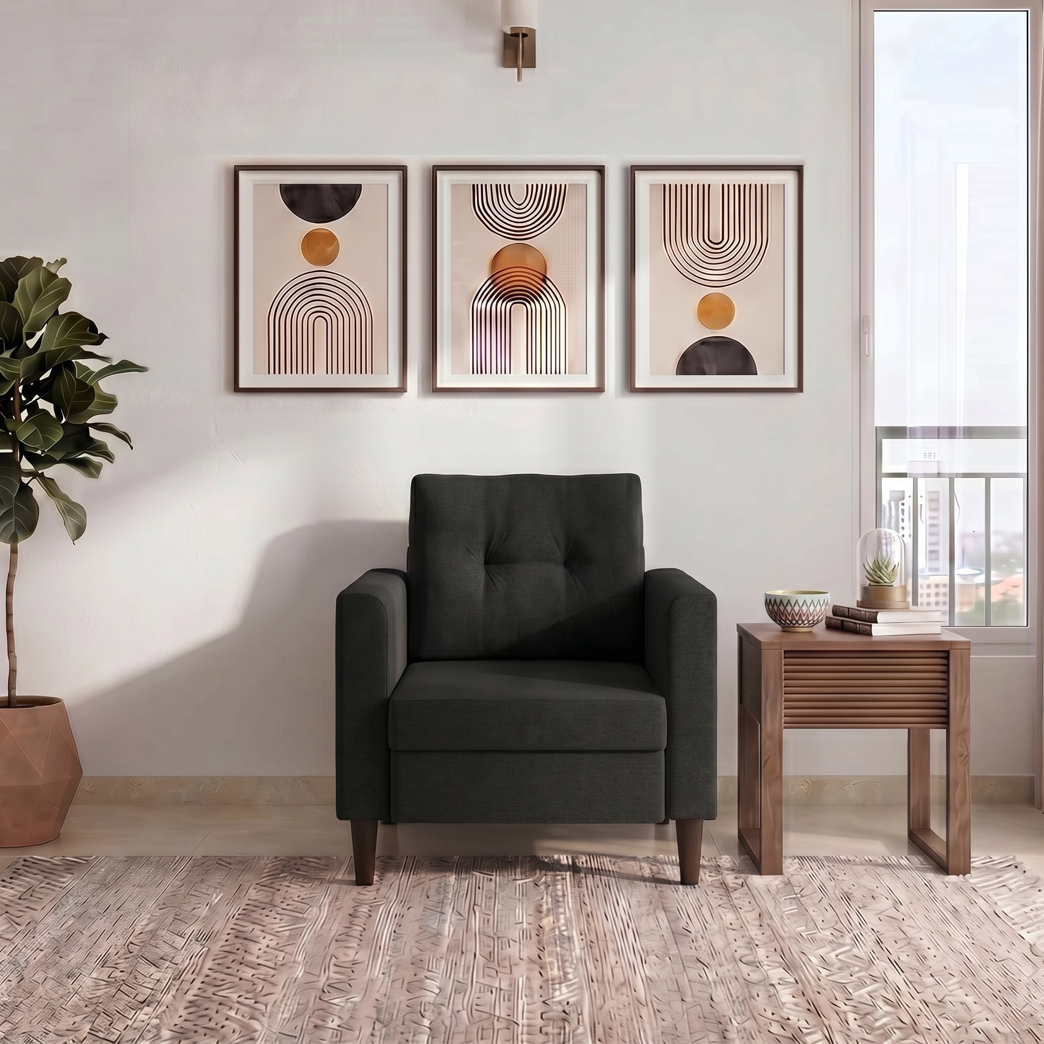 Winston 1 Seater Fabric Sofa in Asphalt Grey Colour-image-7