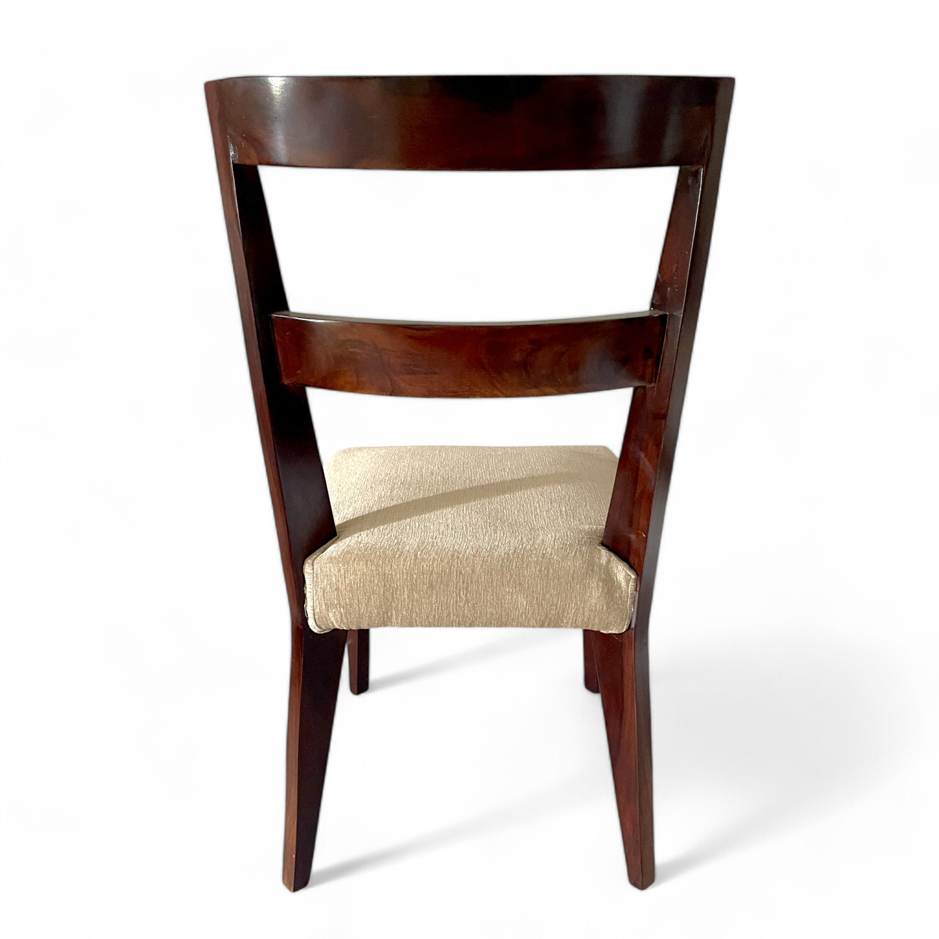 Newport wood Set of 2 Dining Chairs in Beige Mossy Fabric Cushioning with DARK WALNUT FINISH