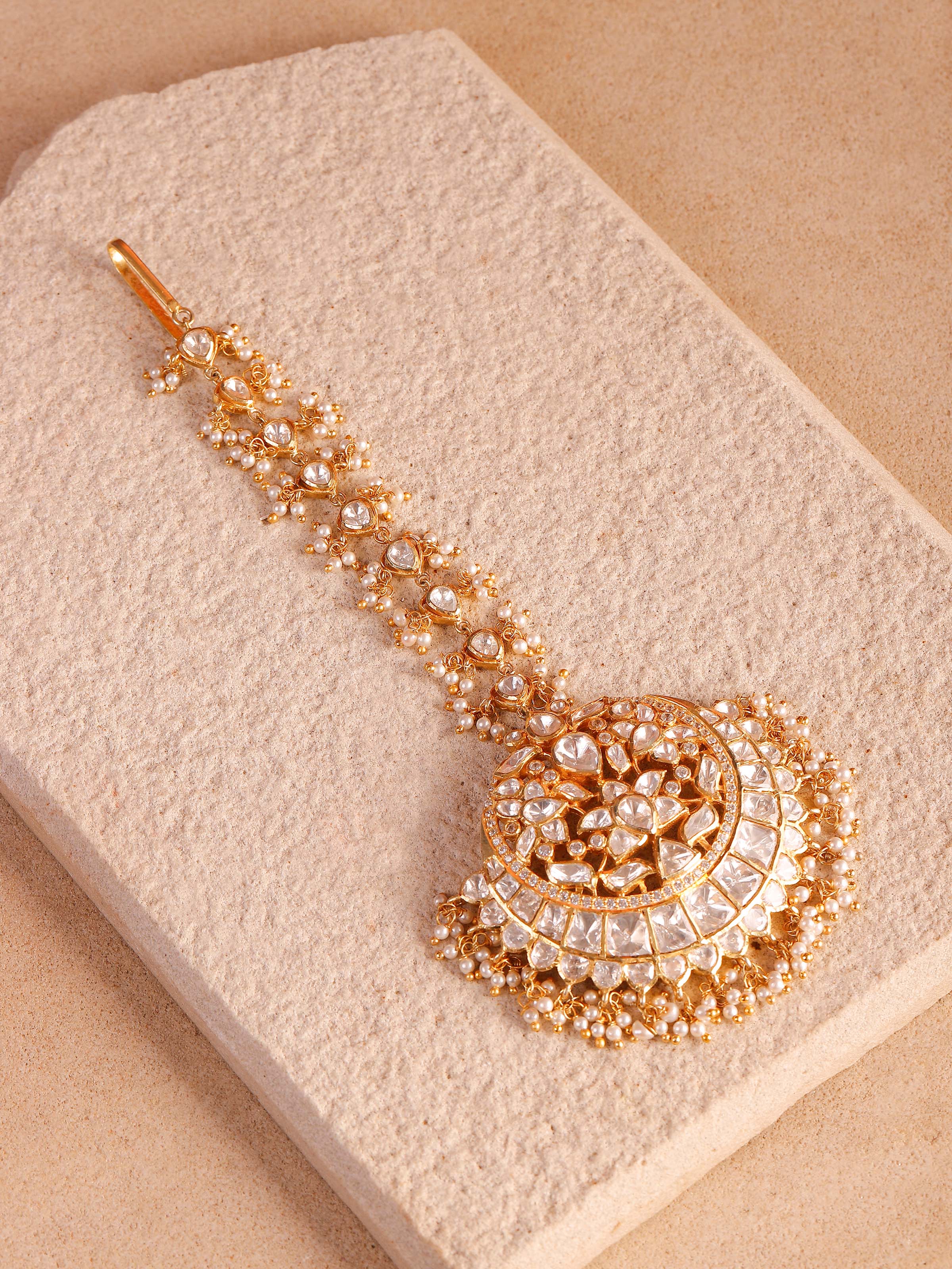 Lifestyle view of Silver Smithing maang tika