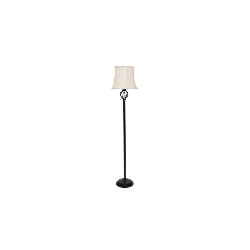 Grace Black Cotton Shade Floor Lamp