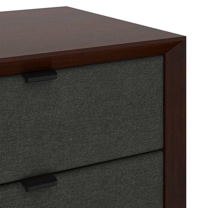Martino Upholstered Solid Wood Bedside Table in Dark Walnut Finish