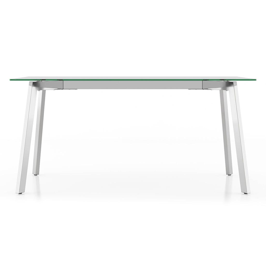 Carmen 6 Seater Glass Top Dining Table In Silver Finish