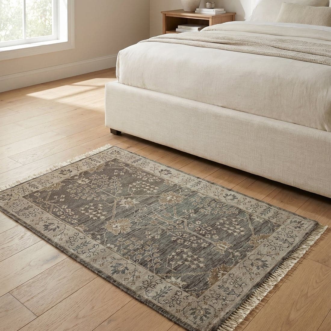 Jaipur Rugs Oriental Motif Wool 2x3 Feet Ashwood And Antique White Hand Knotted Rug Carpet