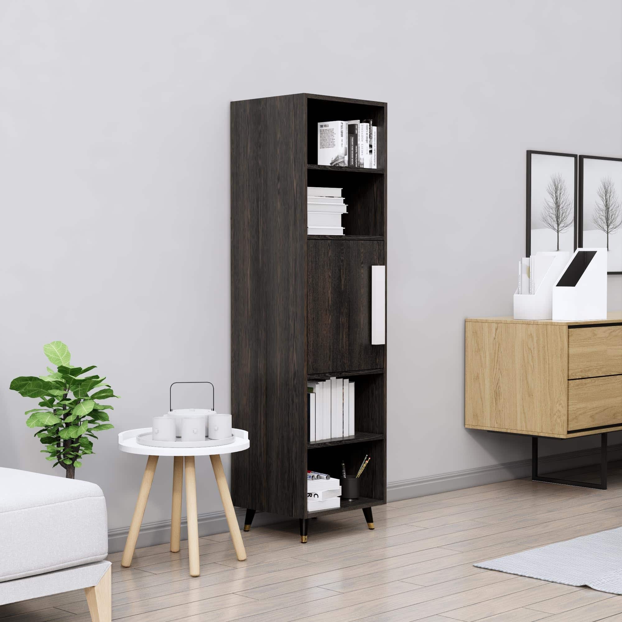 Hexa Engineered Wood Bookshelf Multipurpose Storage Rack in Flower Wenge Colour - HexaRed