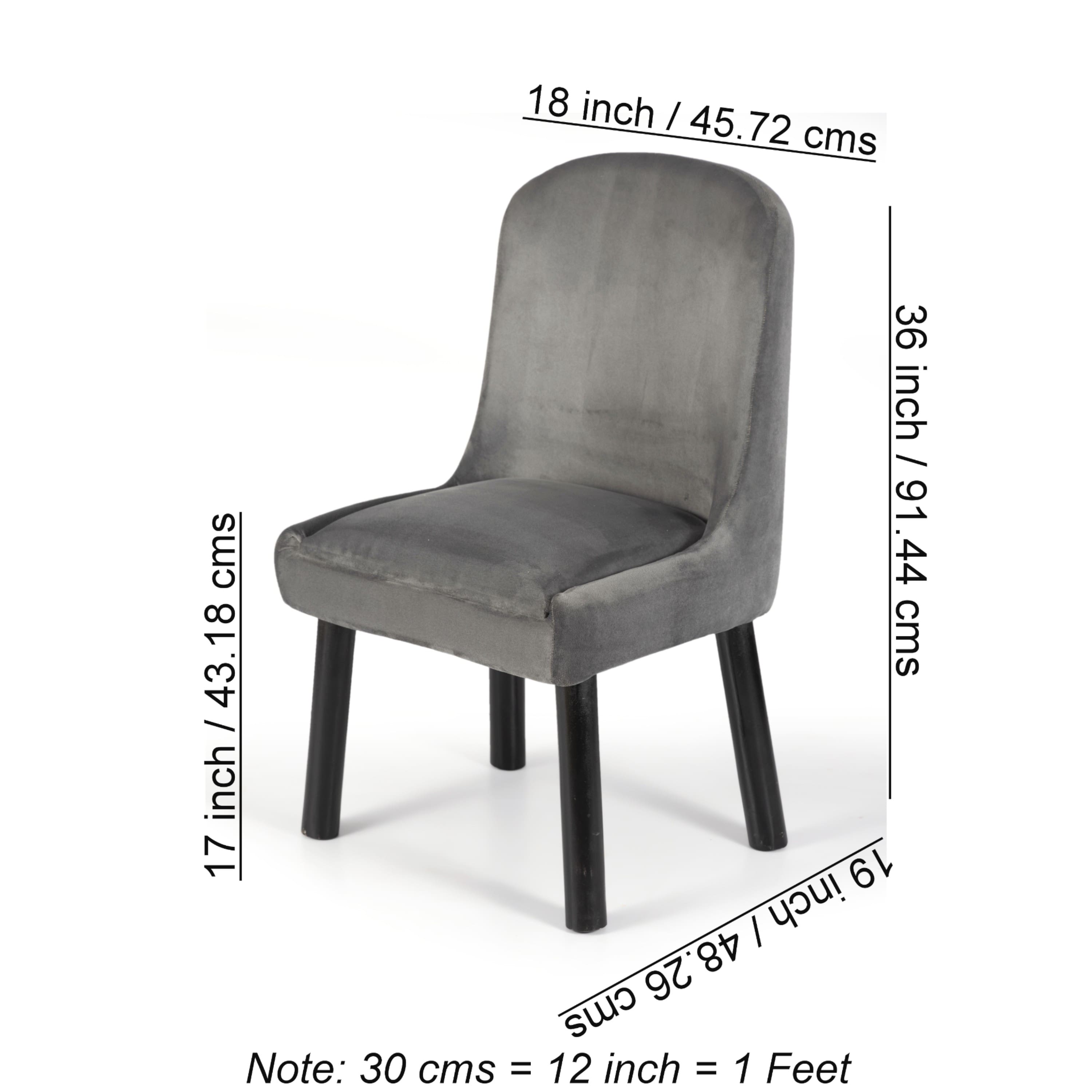 Rosslyn wood Set of 2 Dining Chairs in Iron Grey Velvet Upholstery with MAHAGONY FINISH