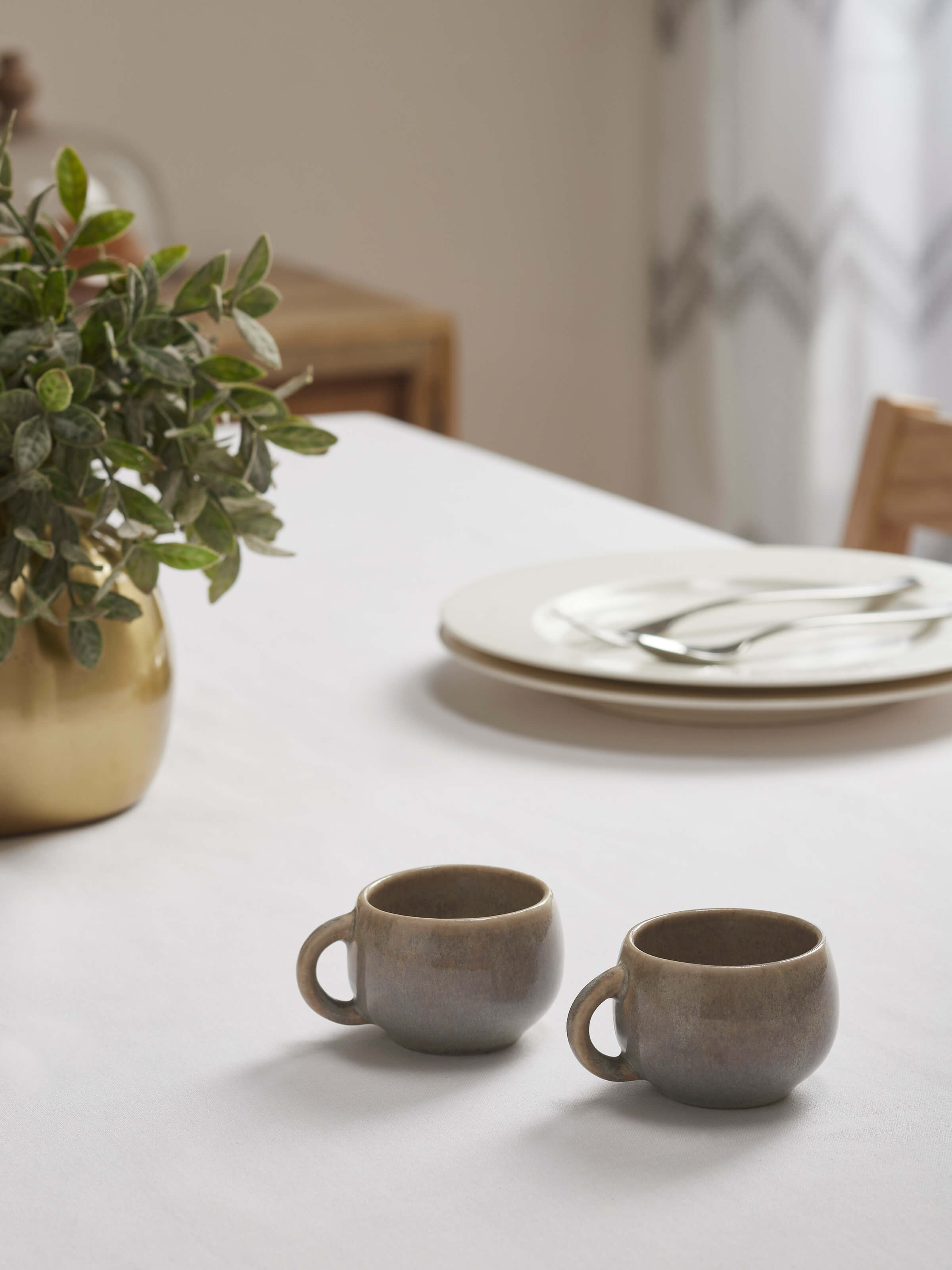 Side view of Khurja Pottery Stoneware Condiment Container Set emphasizing the shape and intricate patterns.