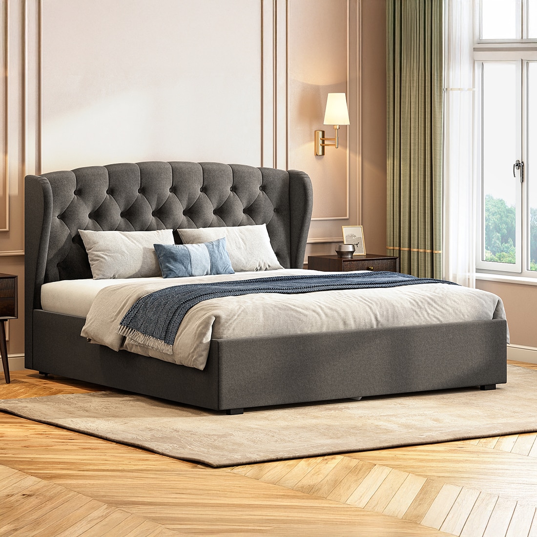 Holmebrook Upholstered Storage Bed In Hydraulic (Bed Size : King, Colour : Urban Grey)-image-10