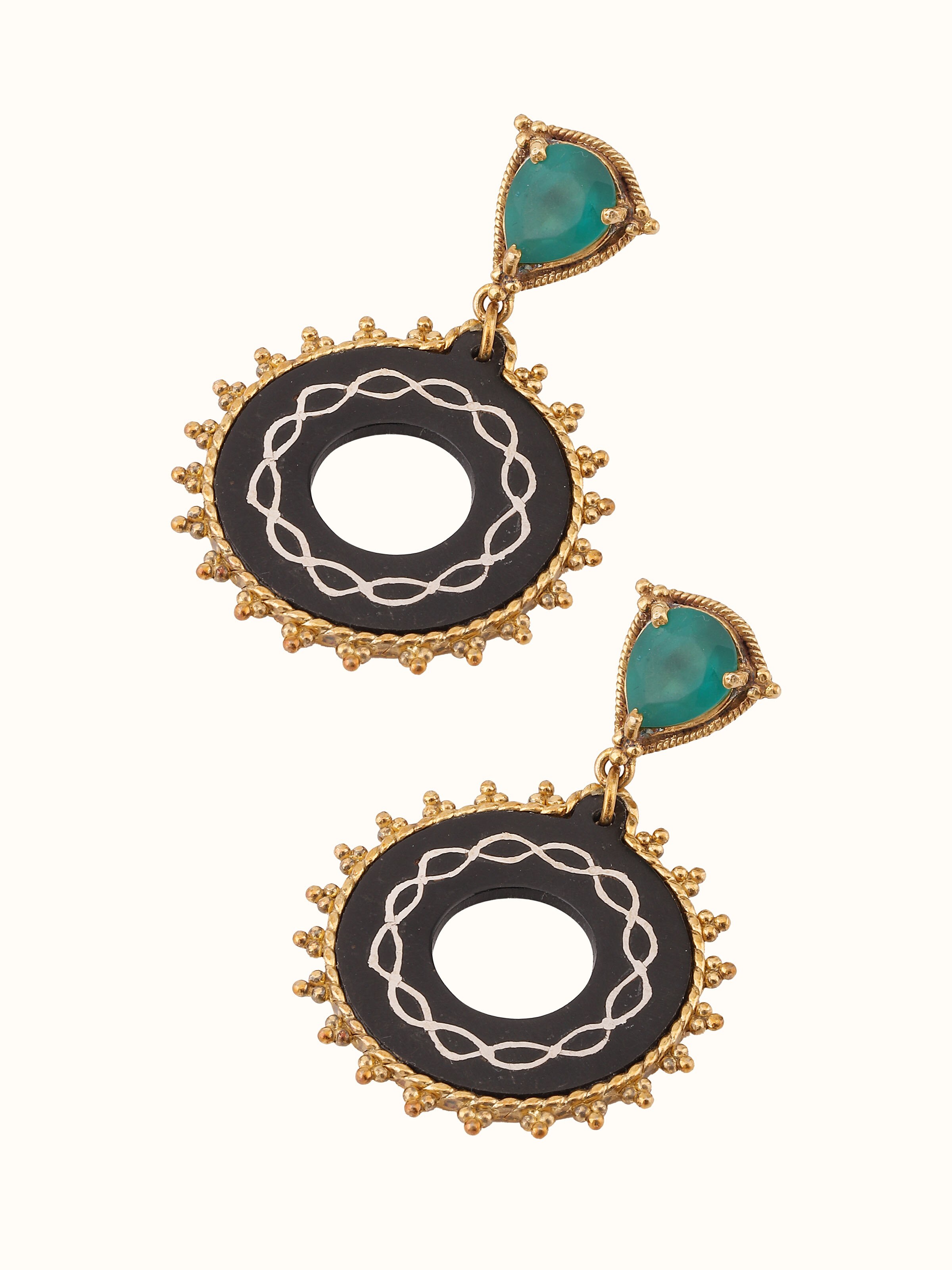 Bidri Silver Drop Earrings