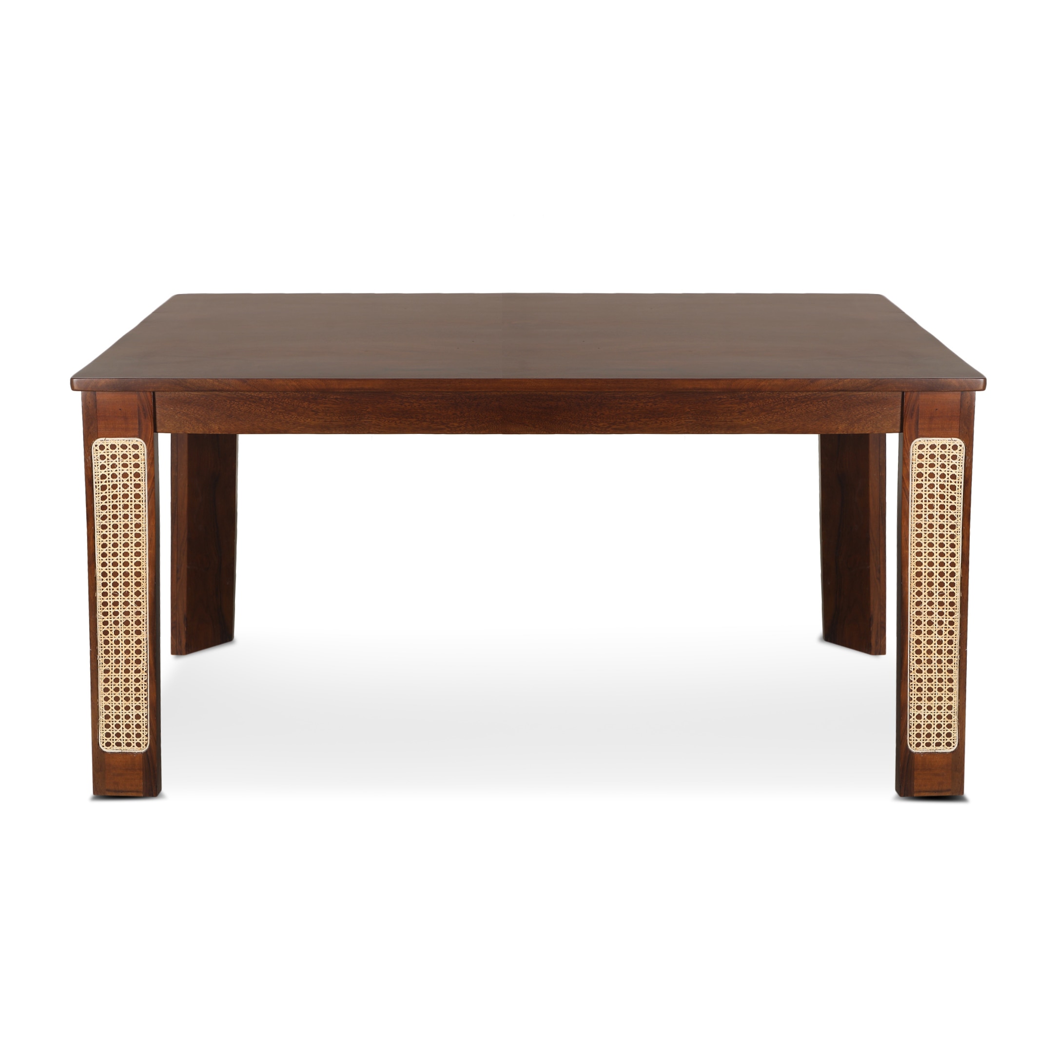 Globally Indian Sheesham Wood  6 Seater Dining Table Set With 6 Cushioned Cane Armchairs – Beige Color