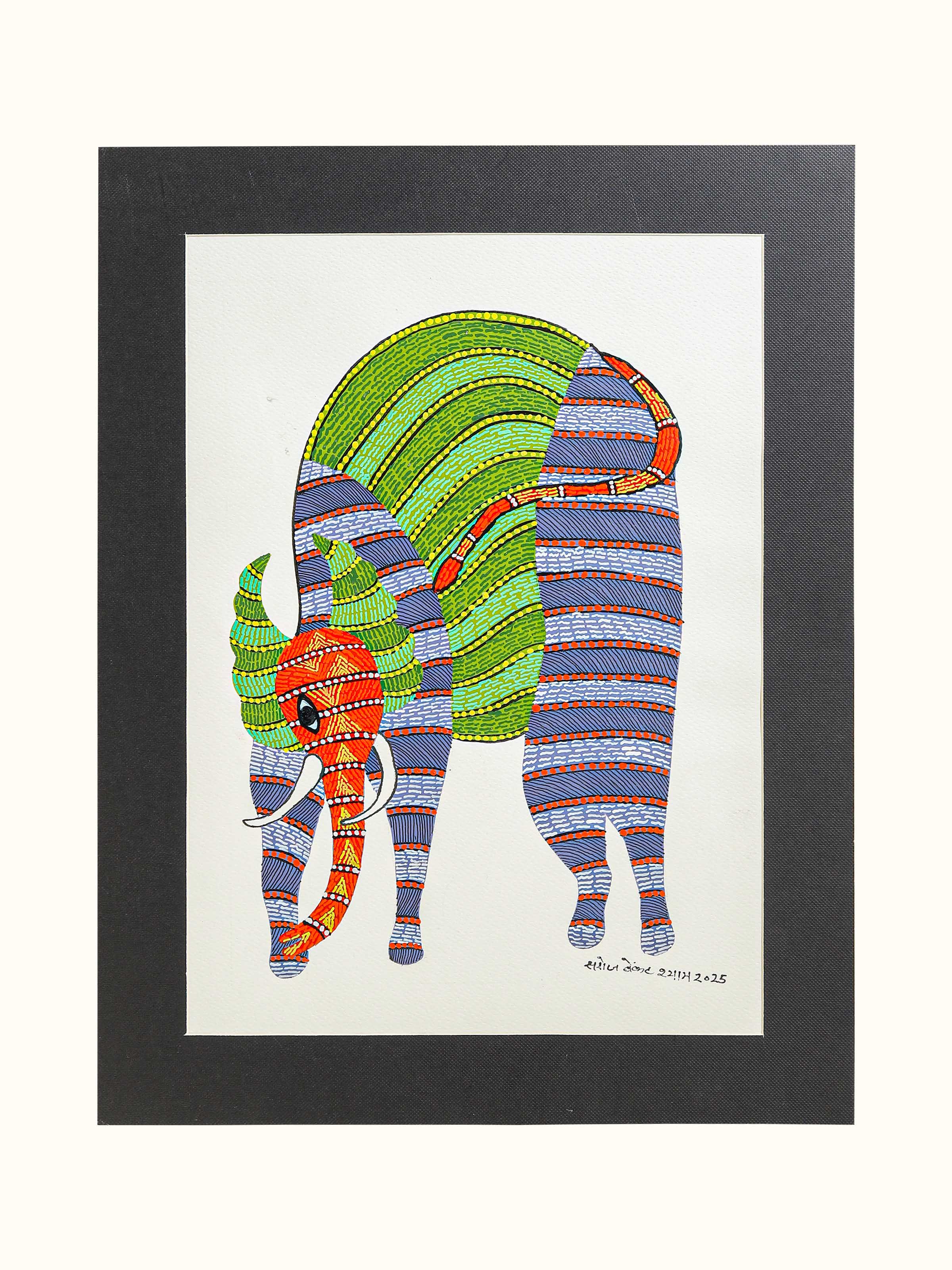 Wandering Elephant Gond Art