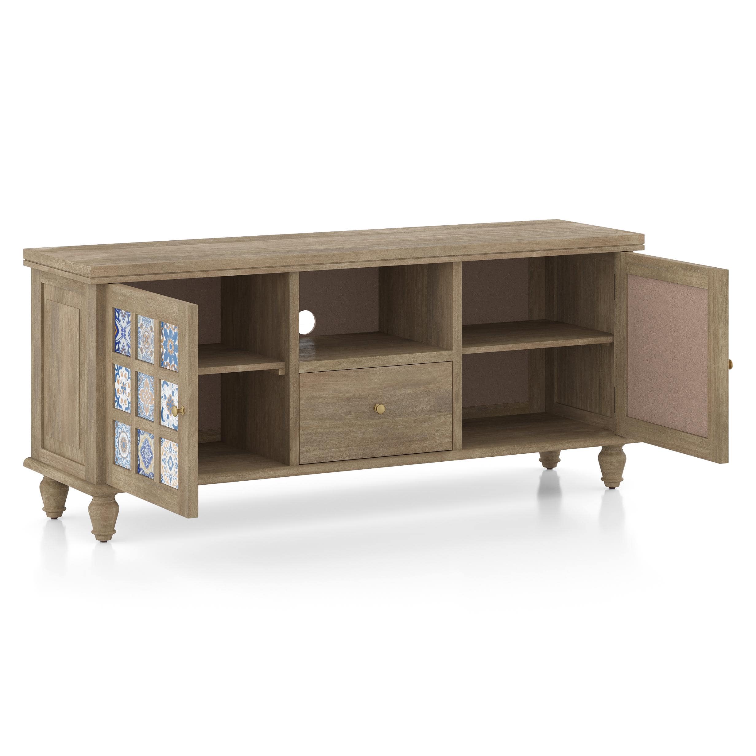 Azul Solid Wood TV Unit in Brushed Bali Oak Finish