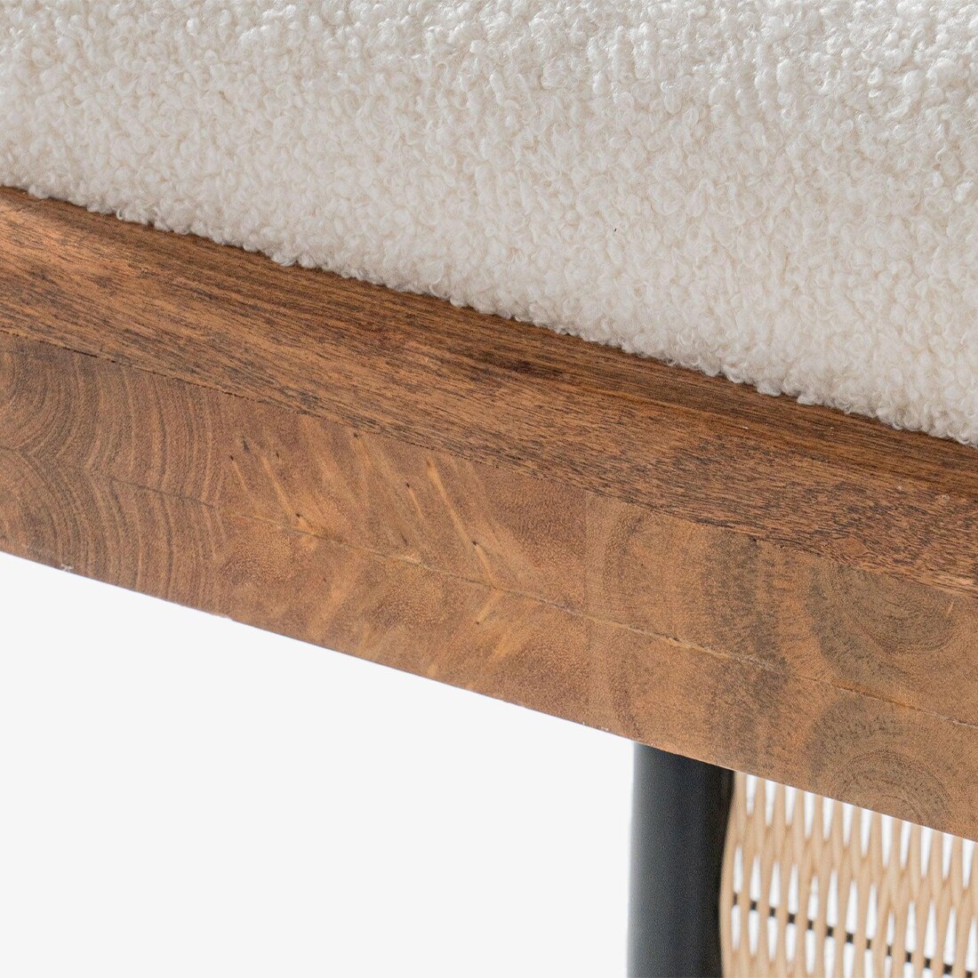 Andaman Avis Solid Wood Bench in Off White Colour