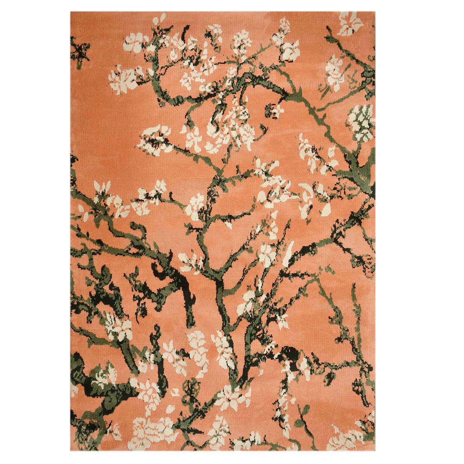 Multicolor Floral Machine Made Polyester 4 X 6 Feet Carpet