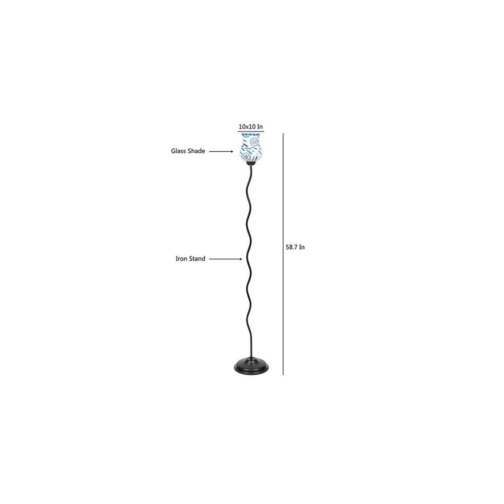 Langley Black Glass Shade Floor Lamp