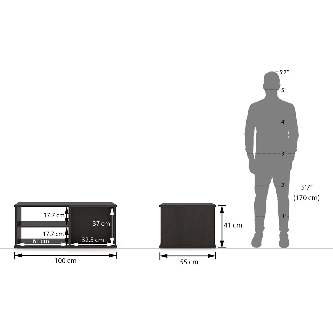 Liam Rectangular Engineered Wood Coffee Table In Dark Wenge Finish