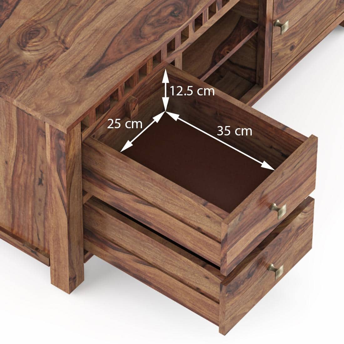 Fidora Solid Wood Free Standing TV Unit in Teak Finish