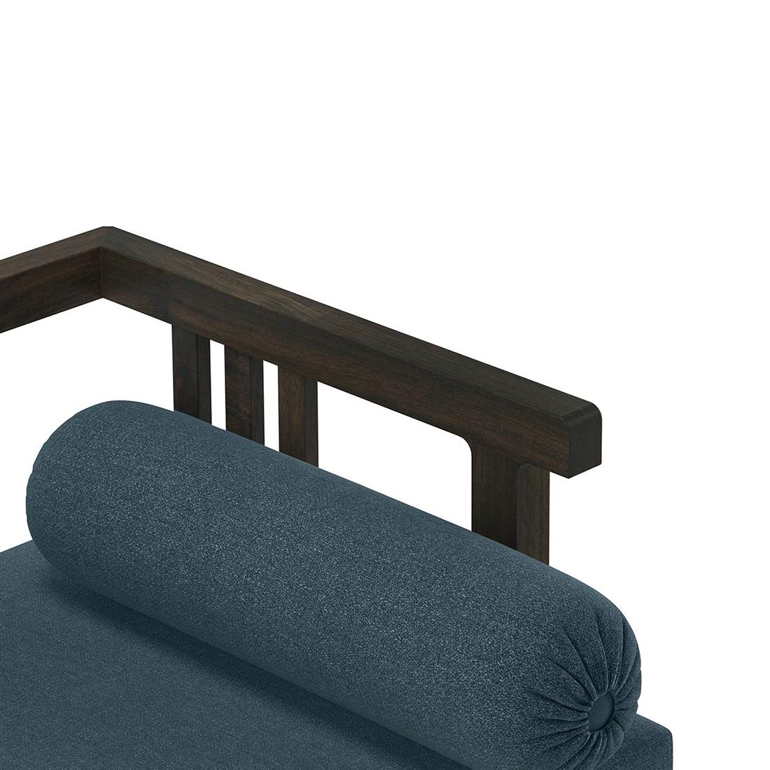 Milton Diwan in American Walnut Finish with Blue Fabric Colour