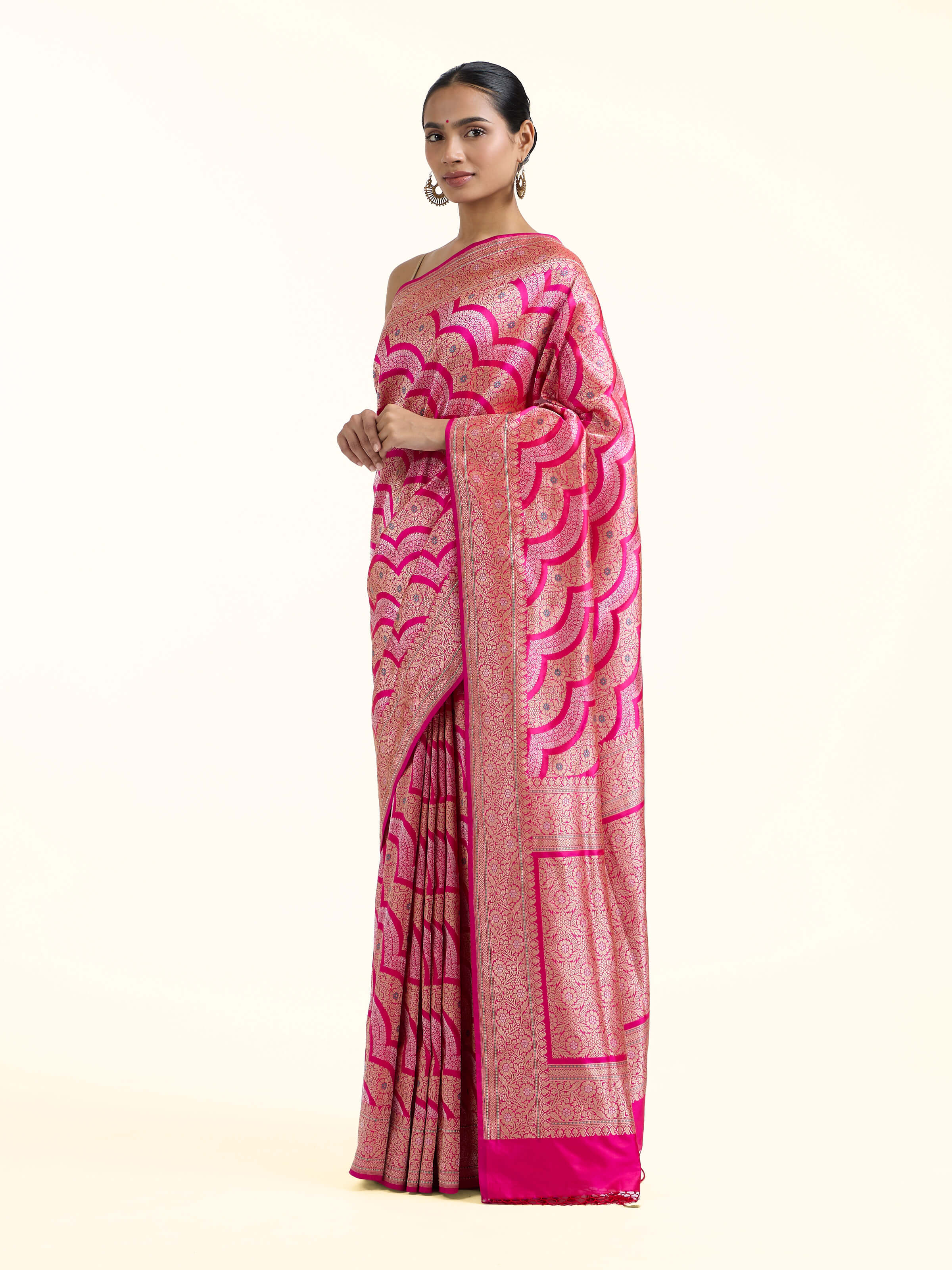 Pink Banarasi Kadhwa Silk Saree