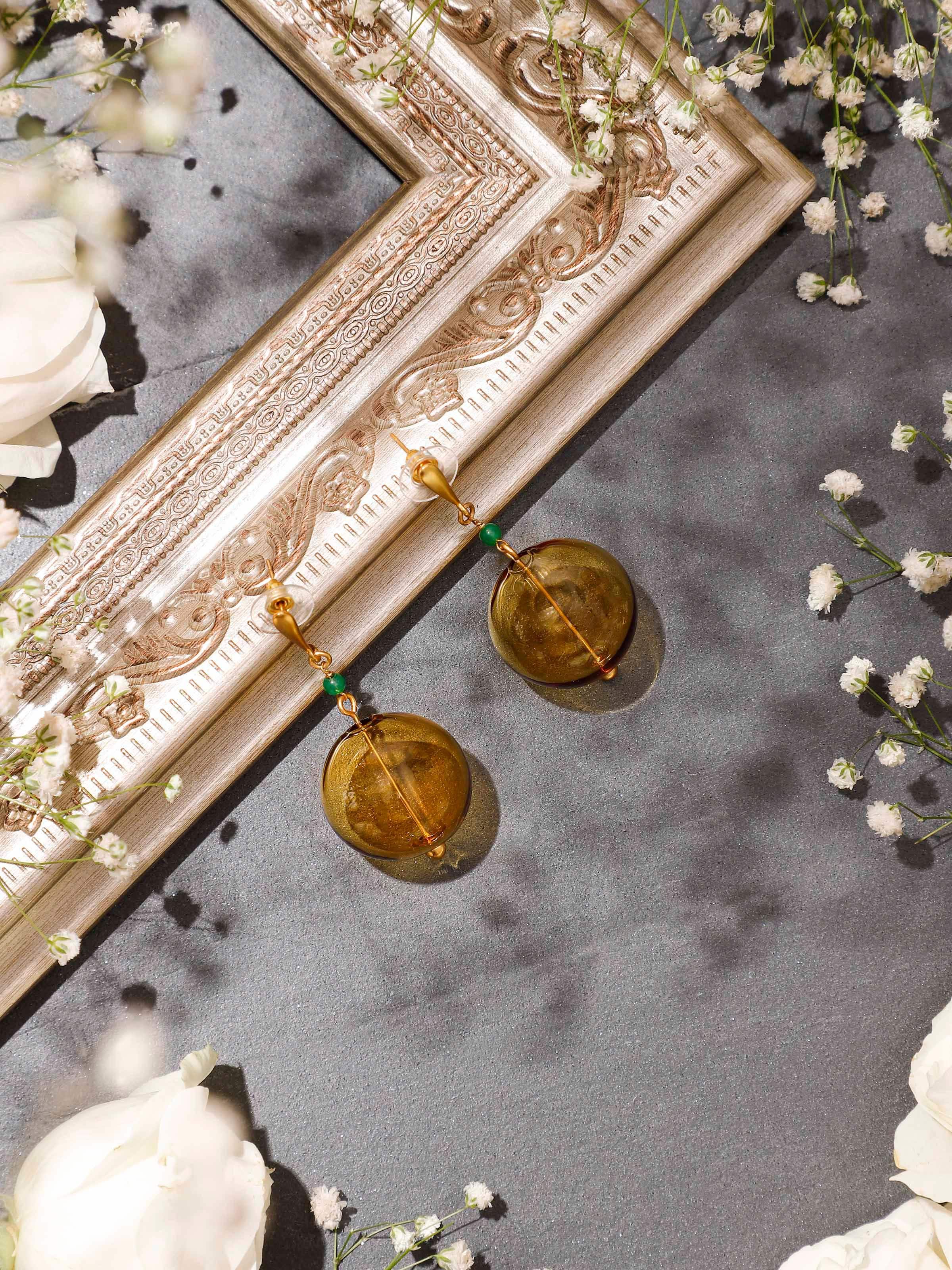 Silver Flame Glass Drop Earrings