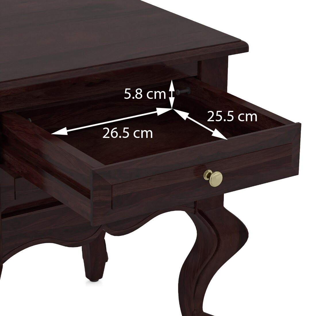 Nitara Solid Wood Bedside Table in Mahogany Finish