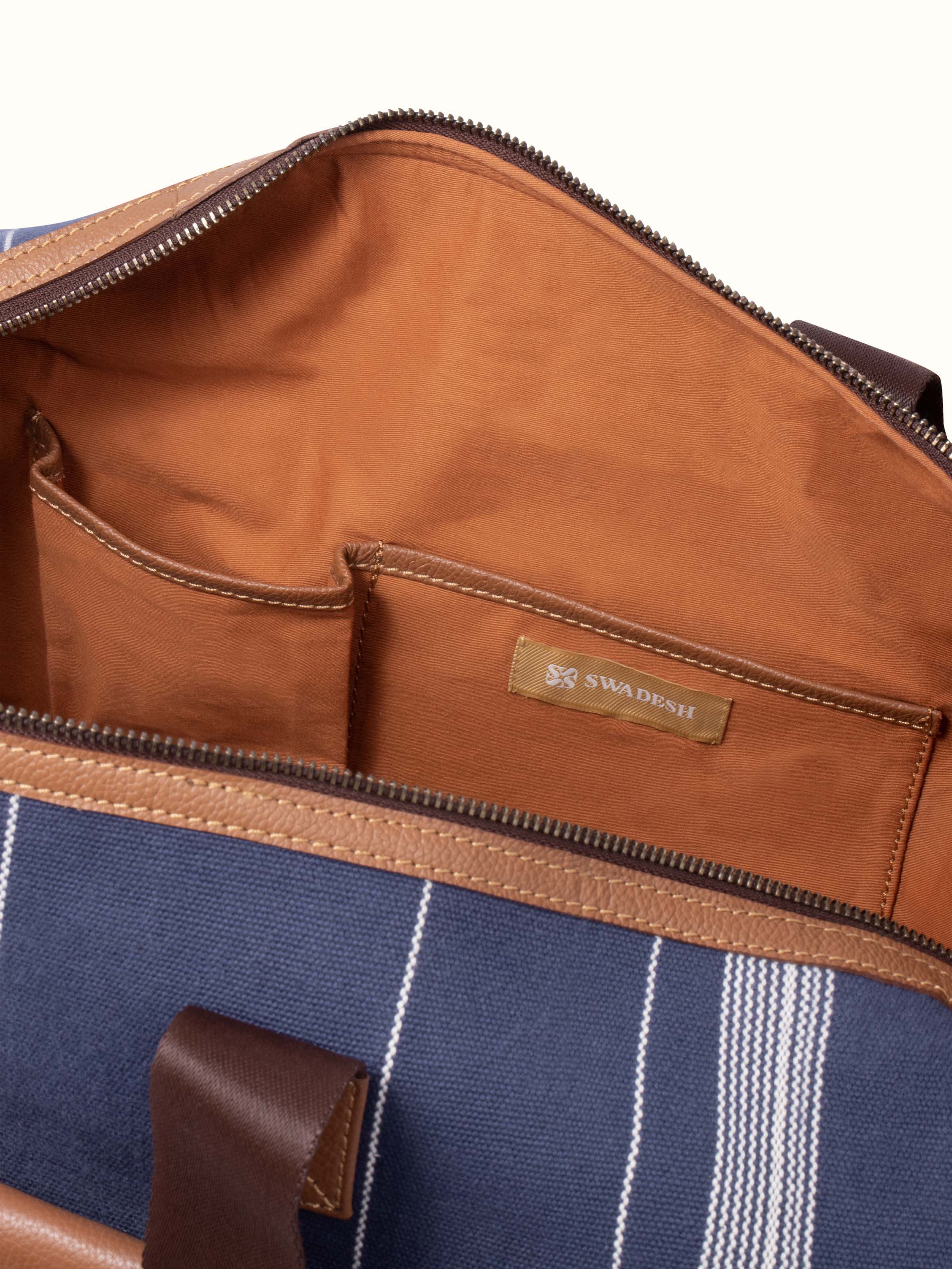 Blue Handloom Cotton Duffle Bag