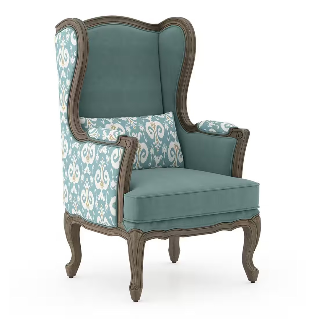 Serai Lounge Chair in Mint Ikat Colour