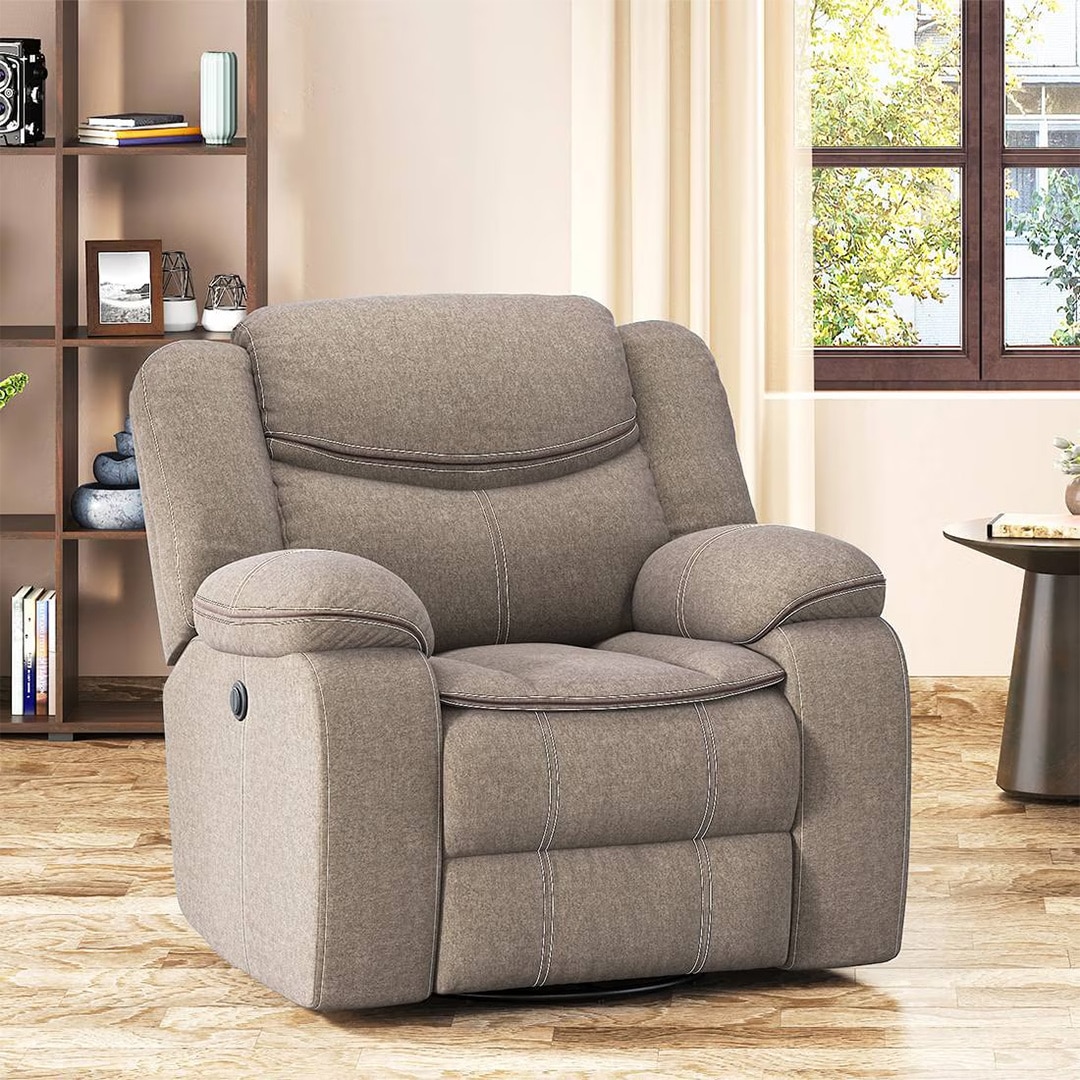 Atticus Single Seater Motorized Swivel Rock Recliner Premium Chenille Fabric