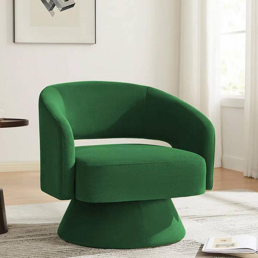 Aracell Swivel Solid Wood Round Chair in Green Colour