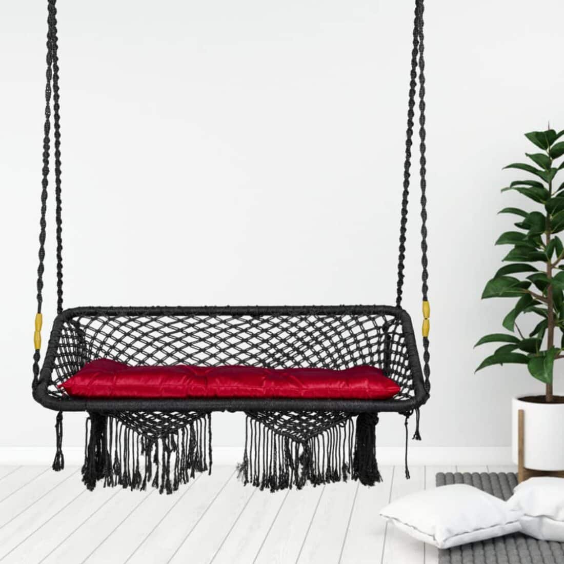 Swingzy Premium Large Double Seater Swing Chair with Cushion Black