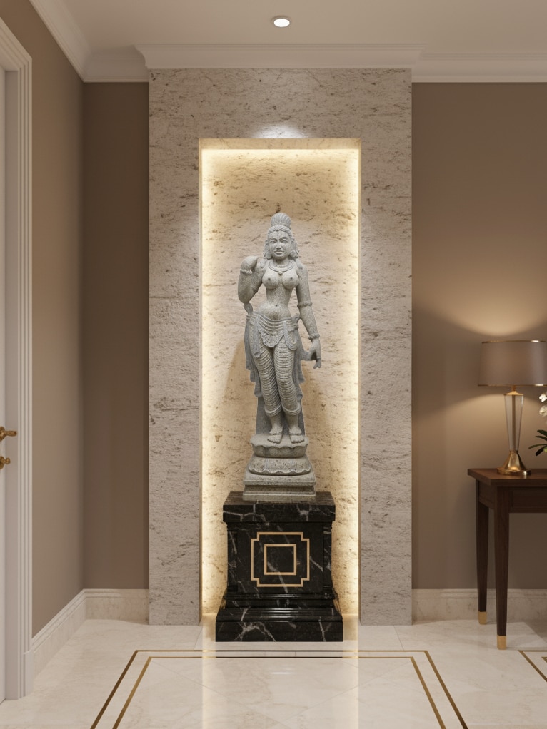Lifestyle view of Deviji Stone Carved Idol