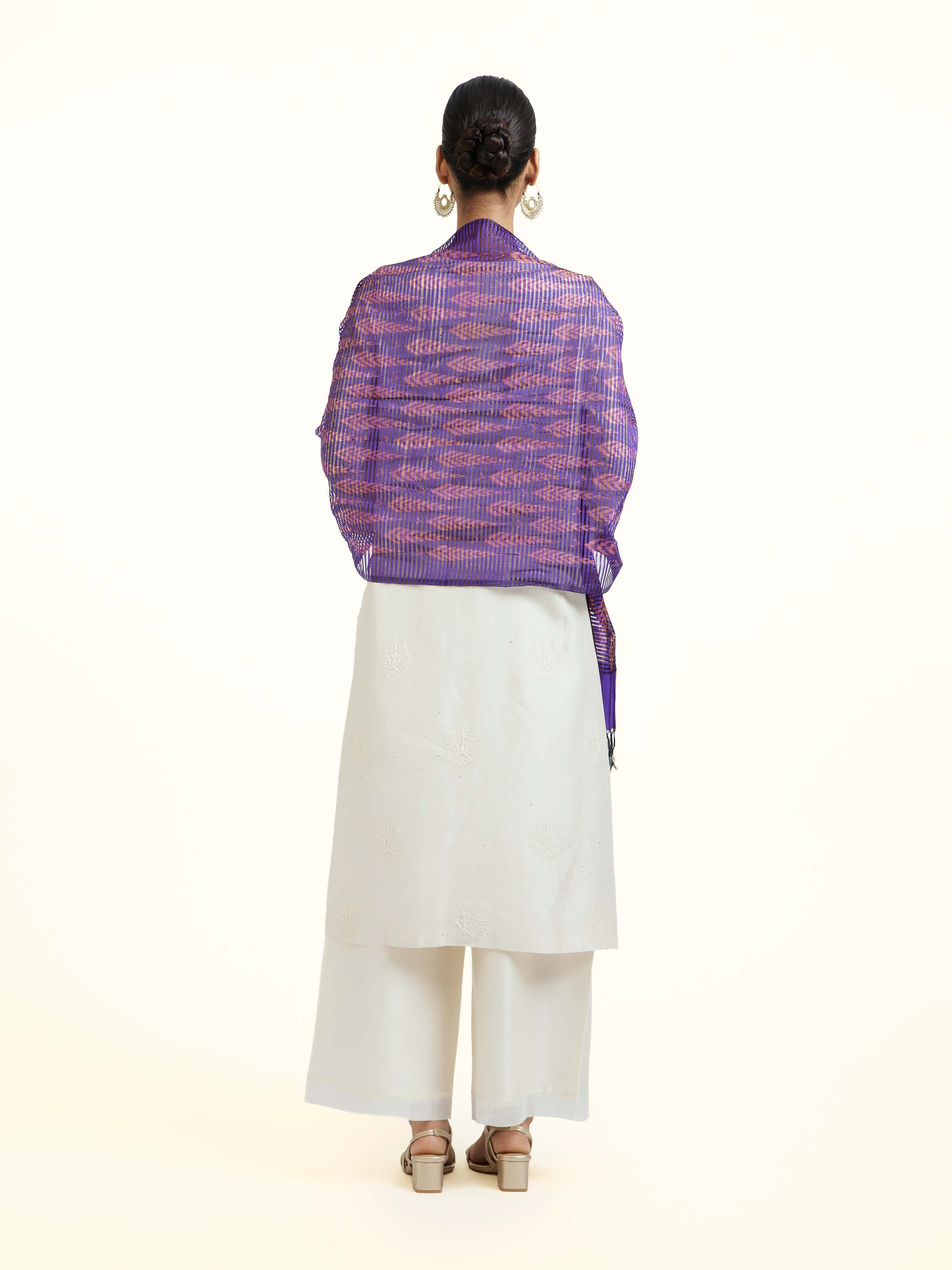 Blue Silk Pochampally Warp Ikat Stole