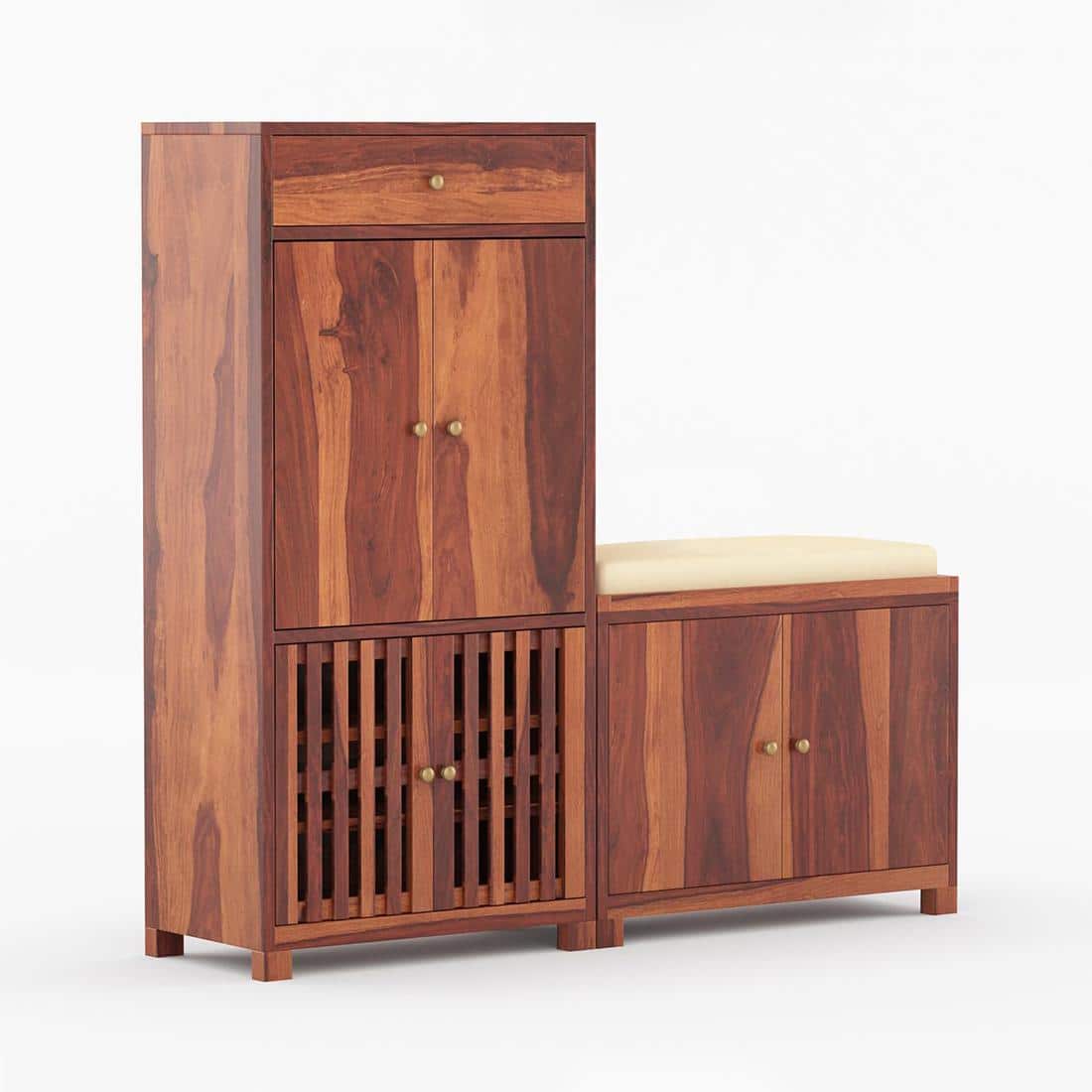 Parker Shoe Rack Of 40 Pairs In Honey Oak Color