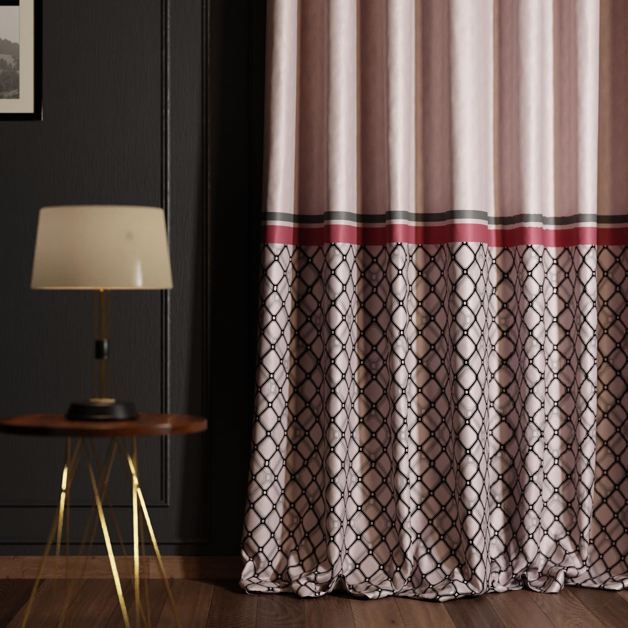Stoa Paris Satin Curtain for Door, 70% Blackout Curtains, Set of 1, Versailles - Noble Rose with Back Lining - Stoa Paris