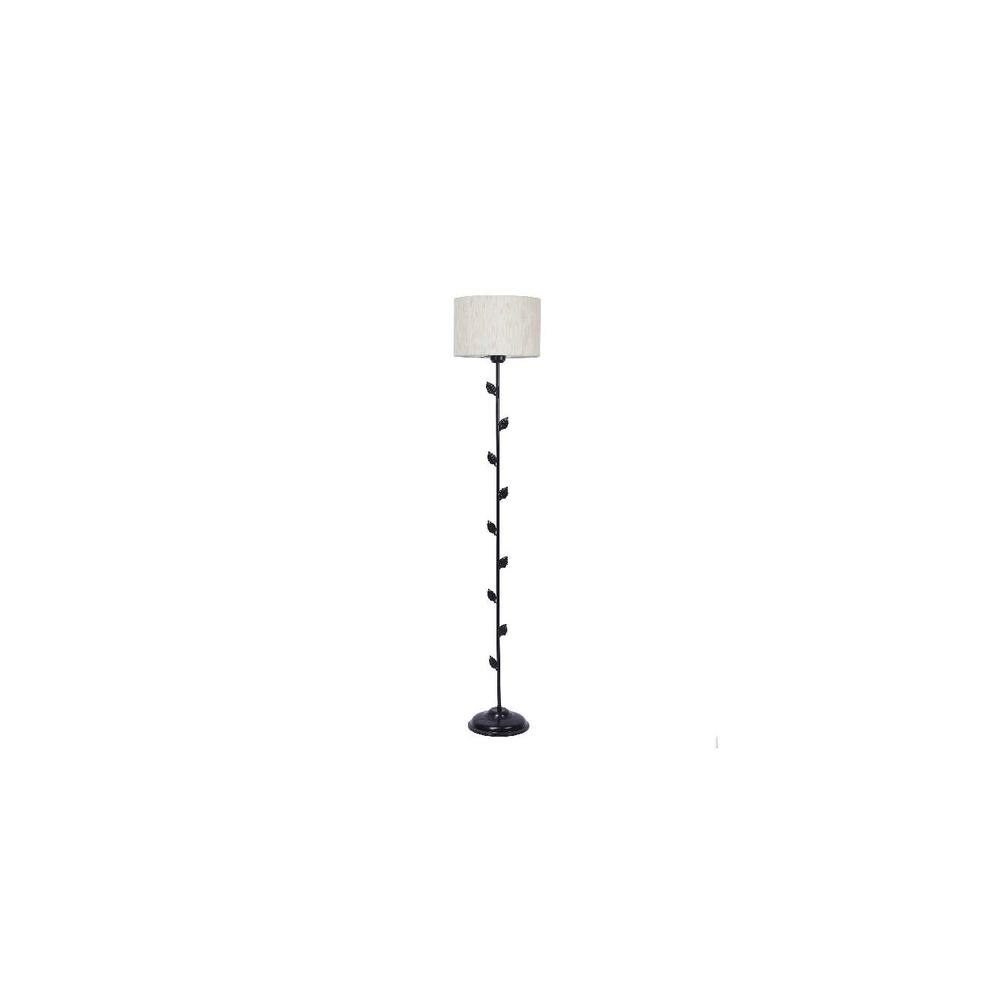 Avalon Off White Fabric Floor Lamp with Black Iron Base