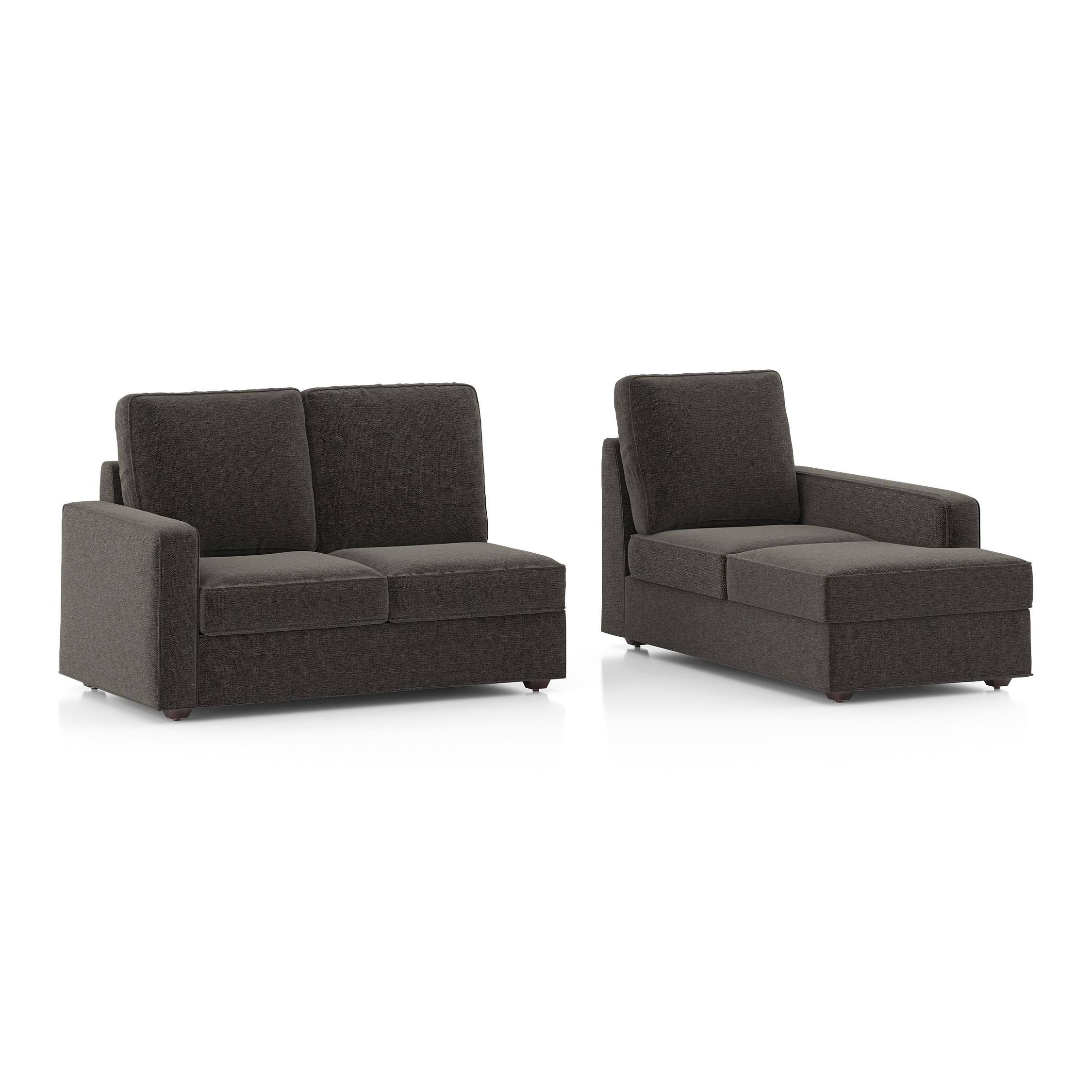 Apollo Compact Sofa (Colour : Smoke, Cushion : Soft, Back Type : High Back, Seating Capacity : Right Aligned 2 Seater + Right Aligned Chaise + Ottoman)