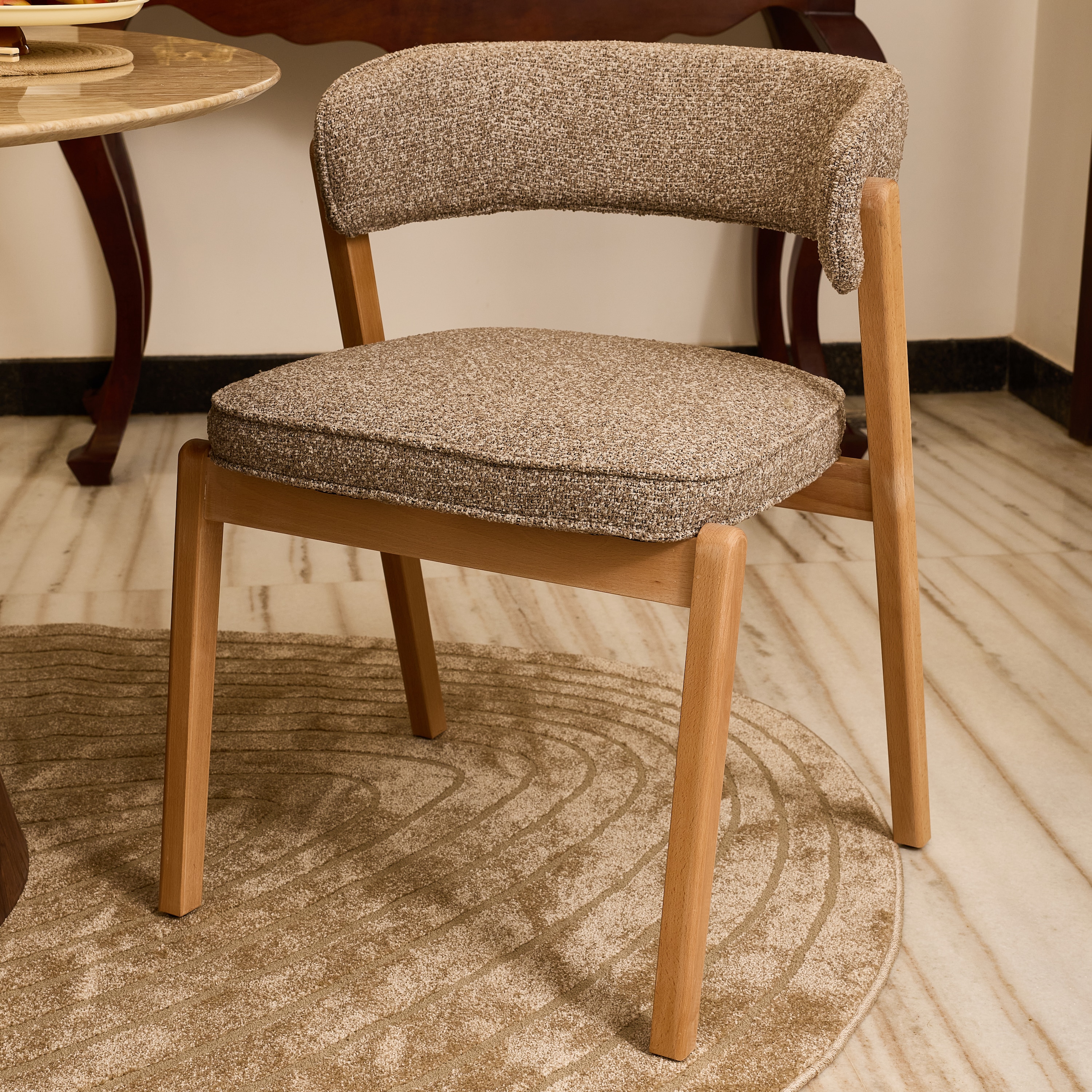 Harbor Solid Wood Dining Chair in Khaki Colour - Living Shape