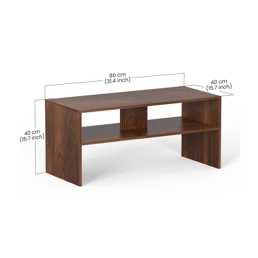 Oliver Engineered Wood Coffee Center Sofa Tea/Teapoy Console Table With Storage (Brown Maple)