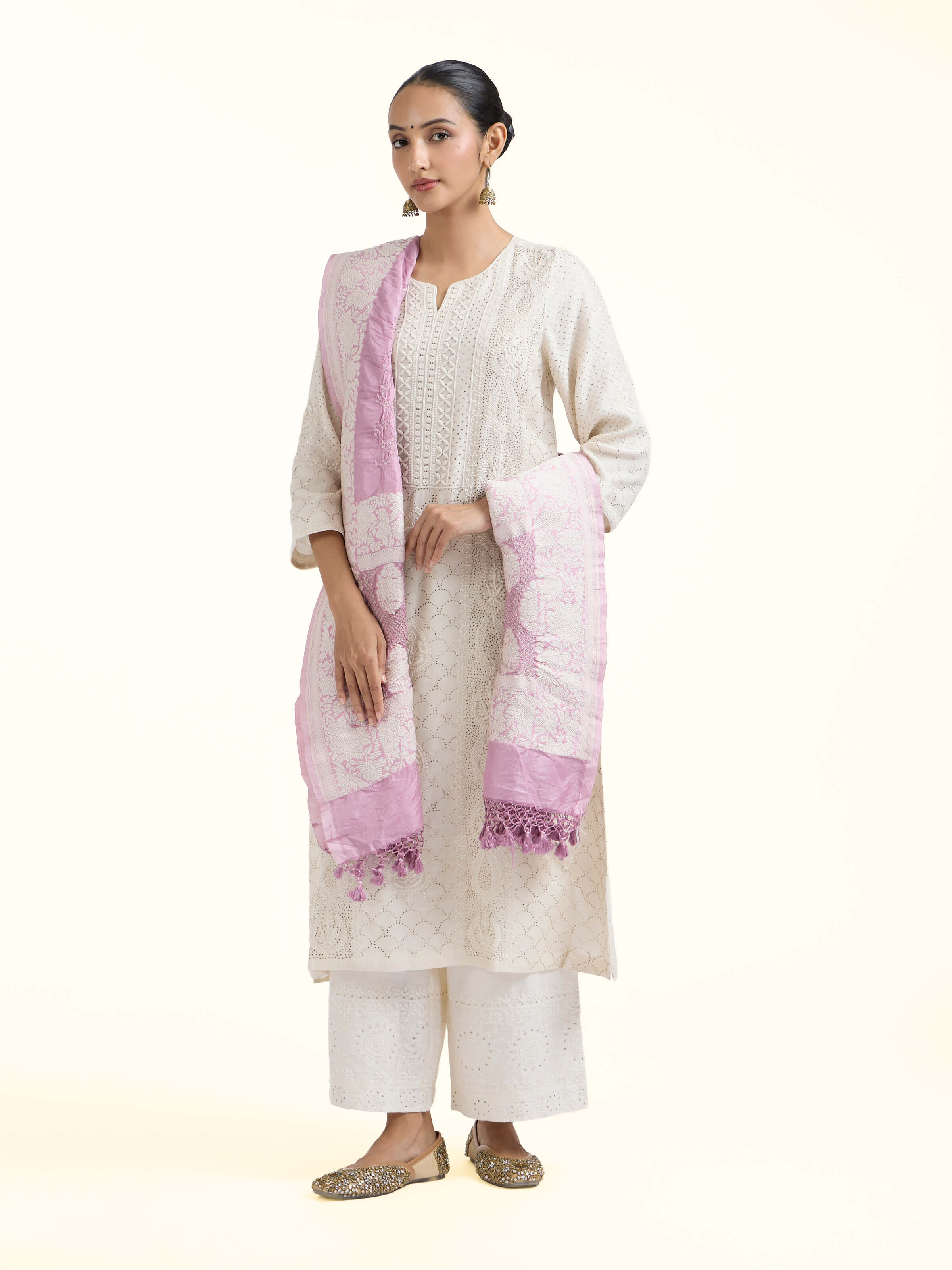 Light Pink Bandhani Tie & Dye Dupatta