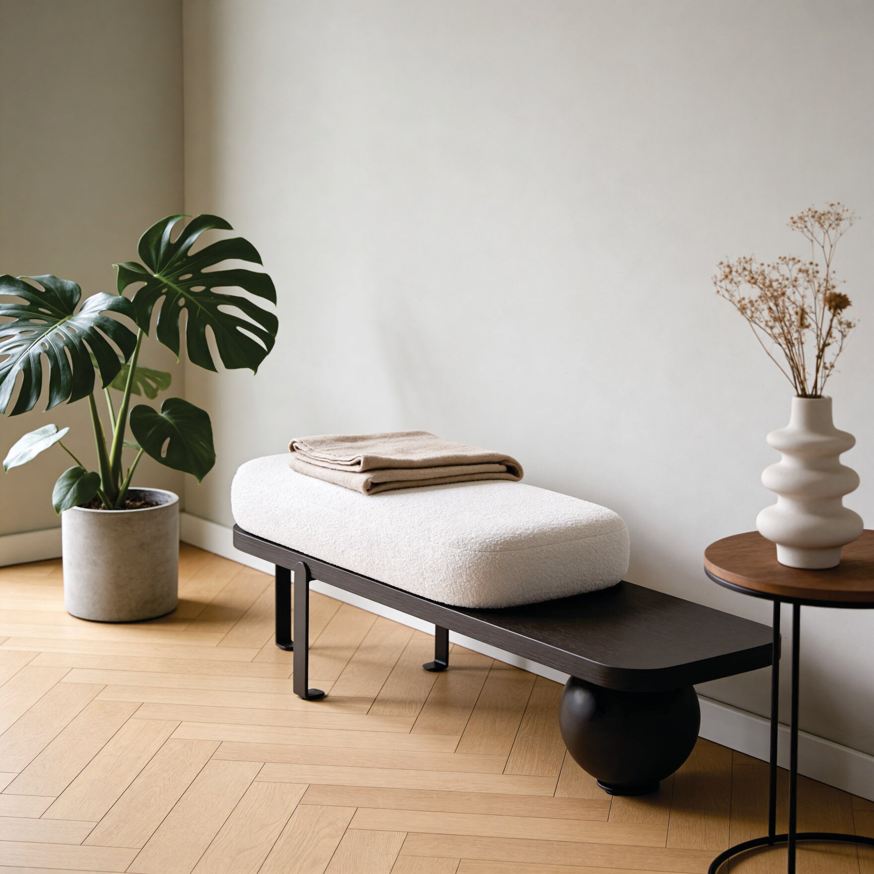 Noble Aura Bench Black in White Colour