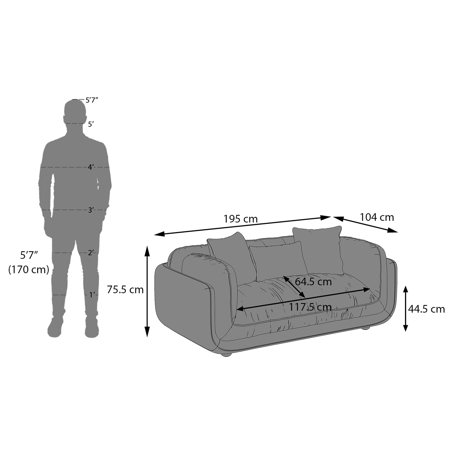 Ezra 2 Seater Sofa in Sapphire Colour