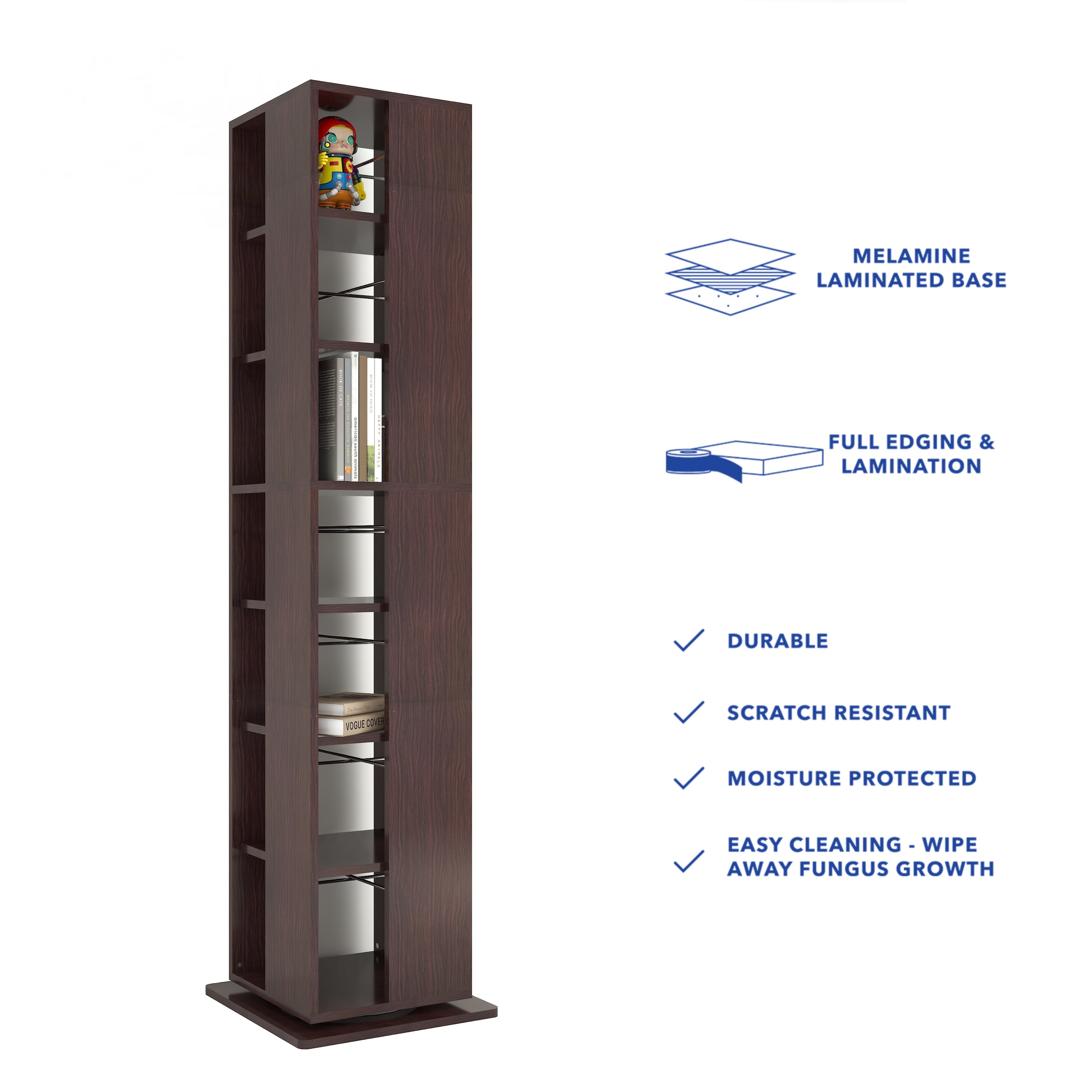 Shimada Engineered Wood Bookshelf in Columbian Walnut Finish