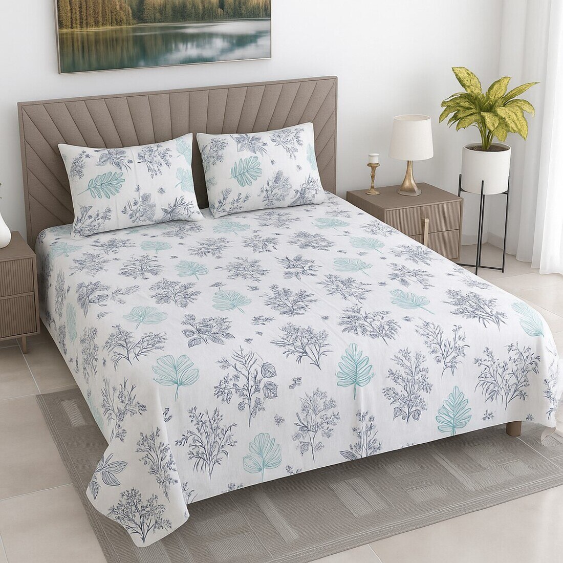 Threads Silky Touch Premium Super King Size Flat Bedsheet 275 x 275 cms