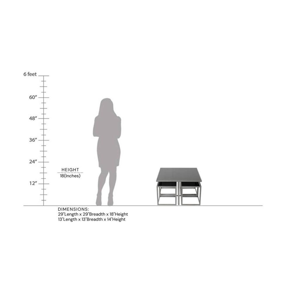 Valentino Black Glass Nesting Coffee Table In Dark Gold Finish