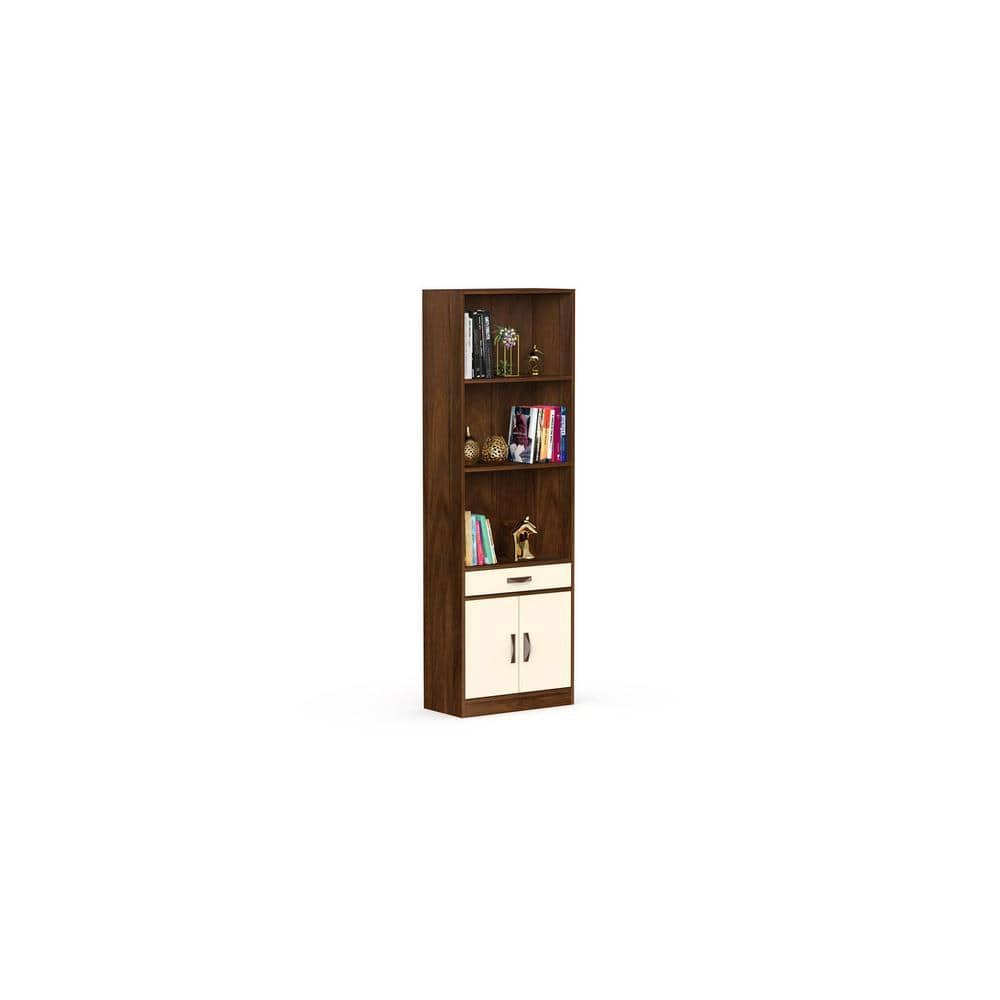 Seonn Engineered Wood Bookshelf wth Drawer and 2 Doors in Maple & Beige