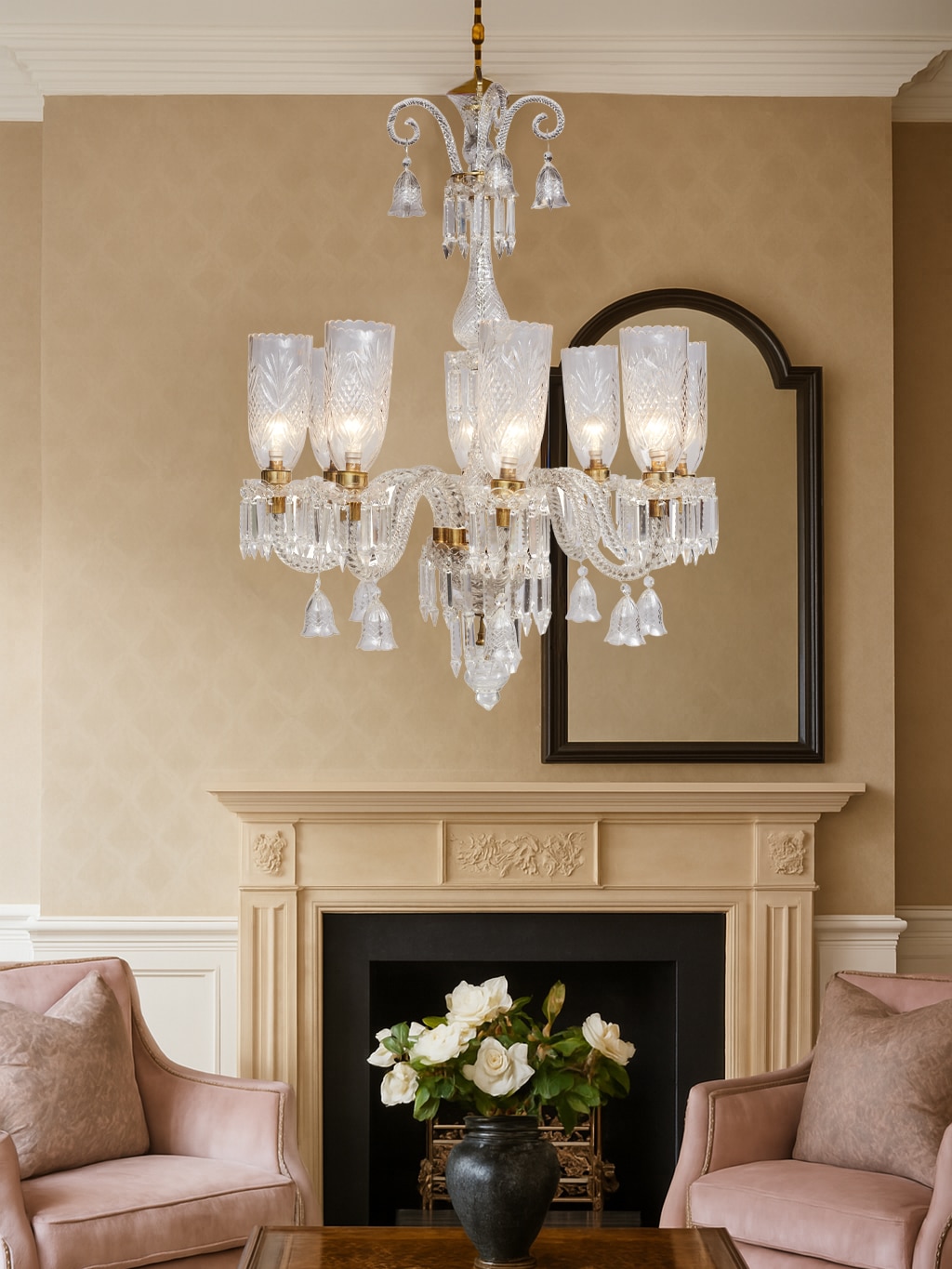 Lifestyle view of Glass Clear Chandelier